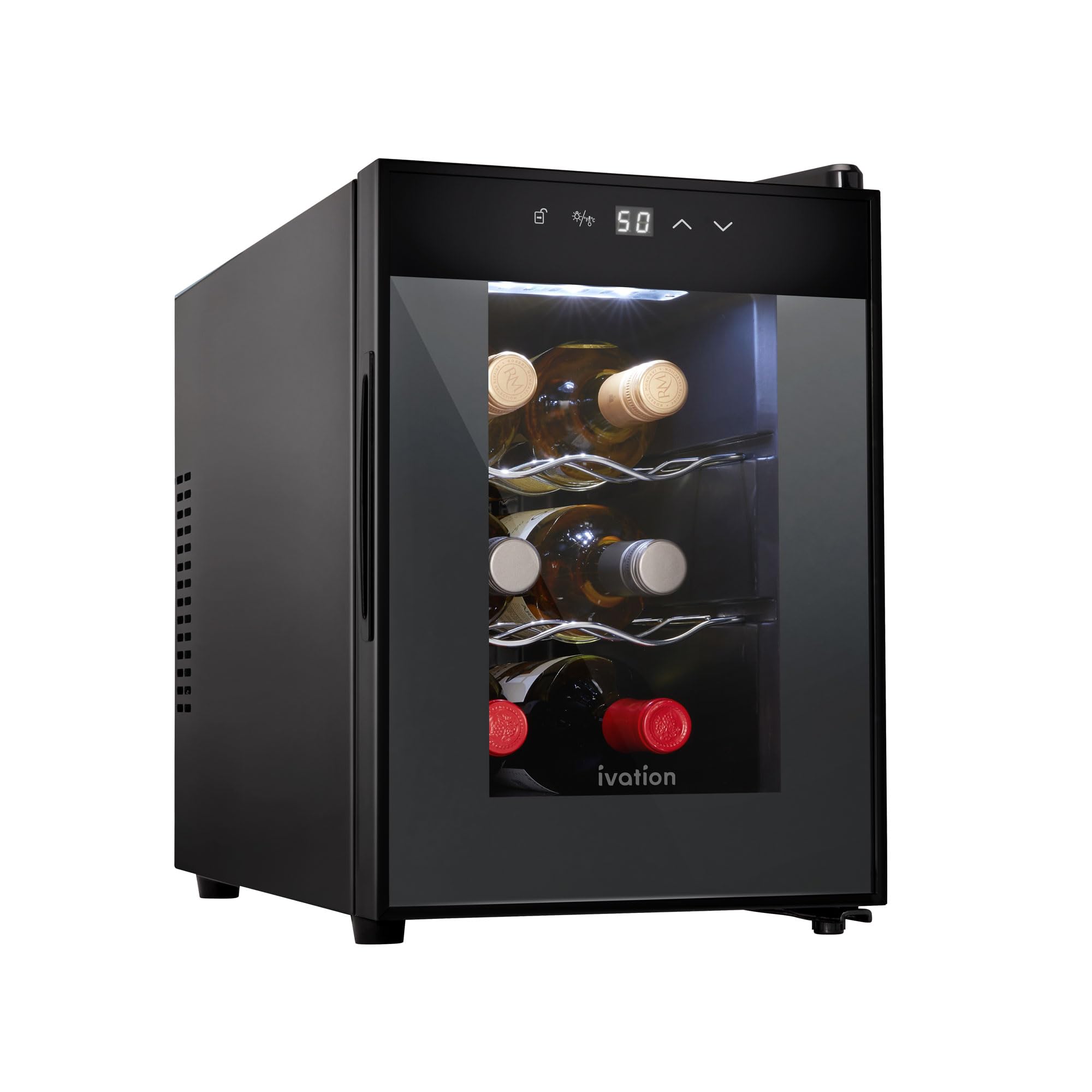Ivation 6 Bottle Thermoelectric Wine Cooler & Fridge, Black | Digital Temp Contr