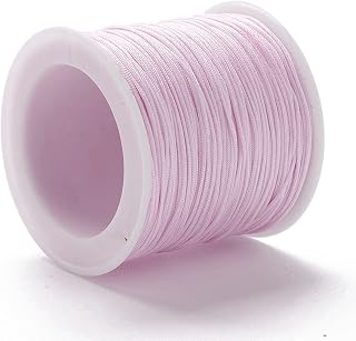 100 Yards 0.8mm Nylon Beading Cord Chinese Knotting Cords Rattail Macrame String Beading Thread for Jewelry Making Friendship Bracelets DIY Crafts Supplies (Pale Pink)