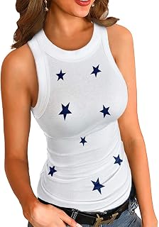 Women Summer Stretch Slim Round Neck Ribbed Tank Top Plain Plain Tank Top