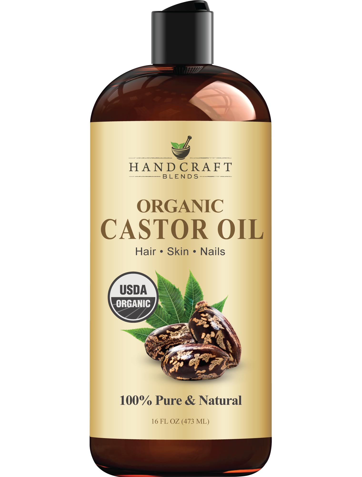 Handcraft Blends Organic Castor Oil - 16 Fl Oz | 100% Pure & Natural Carrier Oil