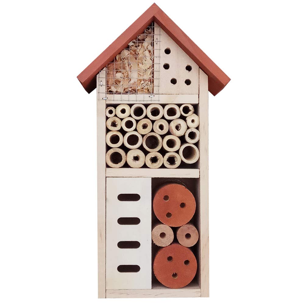 Lulu Home Wooden Insect House, Hanging Insect Hotel for Bee, Butterfly, Ladybird