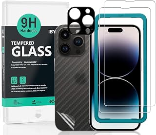 Ibywind Screen Protector compatible With iPhone 15 Pro Max,With 2 PCS Tempered Glass,1 Pc Camera Len Protector,1 Pc Back Film,HD Clear,Scratch Resistant,Bubble Free,Easy Install