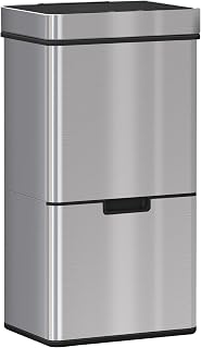 HOMCOM 72L Recycling Sensor Bin Stainless Steel Trash Can 3 Compartments