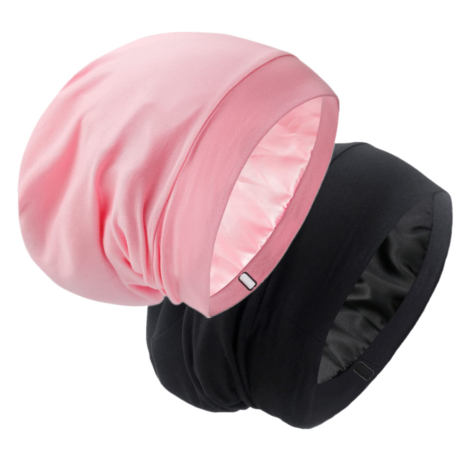 Silk Satin Lined Sleep Cap - Adjustable to Stay Put All Night - Soft Cap to Prot