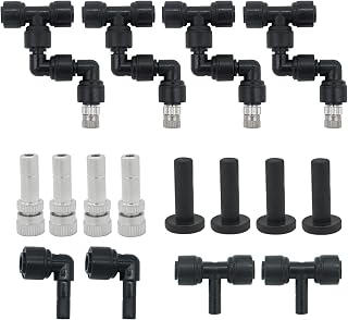 4 Pack Reptile Misting Nozzles Fine Mist Spray Replacement Nozzles 1/4'' | 360° rotatable mist nozzles, drip-free design, build DIY fog system for reptile tank, garden and plant humidifying