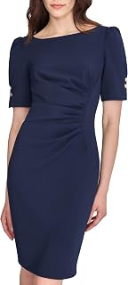 DKNY Button Short Sleeve Ruched Sheath Dress for Women