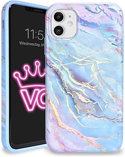VELVET CAVIAR Compatible with iPhone 11 Case Marble for Women & Girls - Cute Protective Phone Cases (Pink Iridescent Holographic Blue)