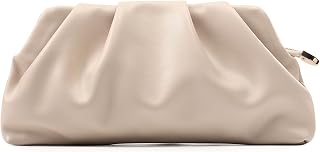 Evening Bag for Women Ruched Clutch Purse Detachable Metal Chain Crossbody Bag