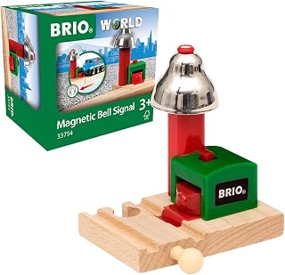 BRIO World Magnetic Bell Signal for Kids, Wooden Railway Accessory with Ringing Bell, No Batteries Required, Ages 3 Years and Up