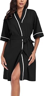 EA'S SECRET Accappatoi corti estivi da donna in 100% cotone, leggero, morbido, lavorato a maglia, con tasche, confezione da 1