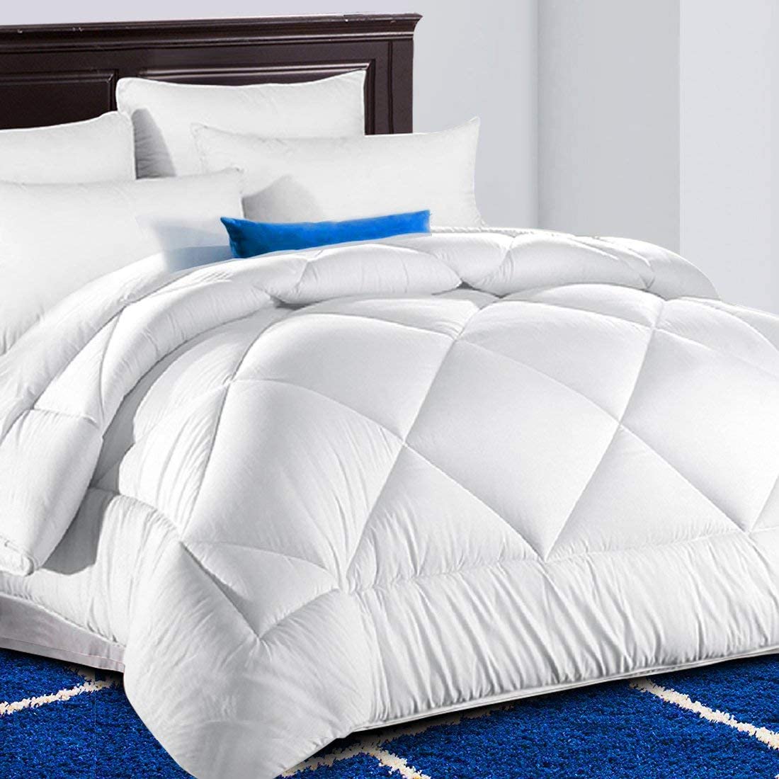 All Season Comforter King Size White,Winter Warm Comforter for Night Sweats,Down