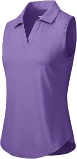 Gopune Women's Sleeveless Golf Polo Shirts Quick Dry Tennis Shirts Lightweight UPF 50+ Collared V-Neck Tank Tops
