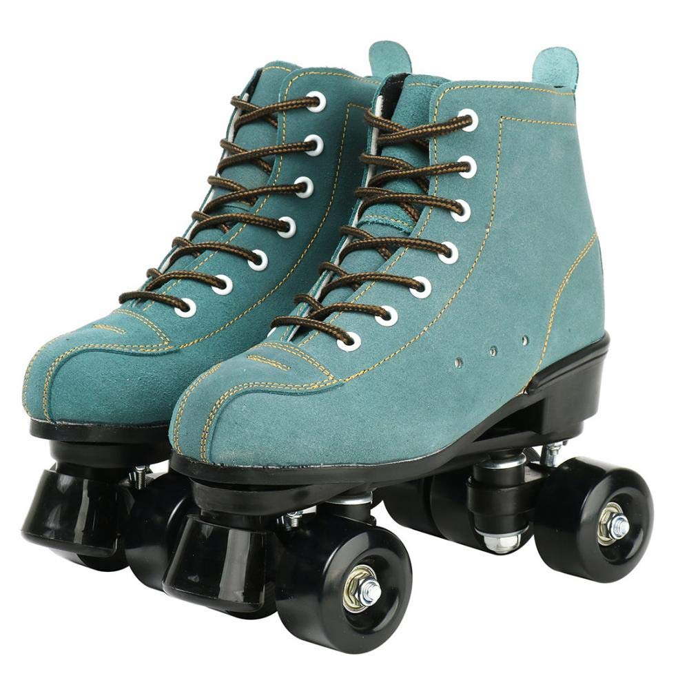 XUDREZ Cowhide Roller Skates for Women and Men High-Top Shoes Double-Row Design,