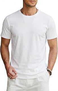 COOFANDY Men's Short Sleeve T-Shirt, 5.3 oz, Soft Fabric, Not See Through, Crew Neck, Casual, Cool, Quick Drying, Stretchy, Wrinkle Resistant, Plain, Summer Clothing, Underwear, Stylish (S-XXL)