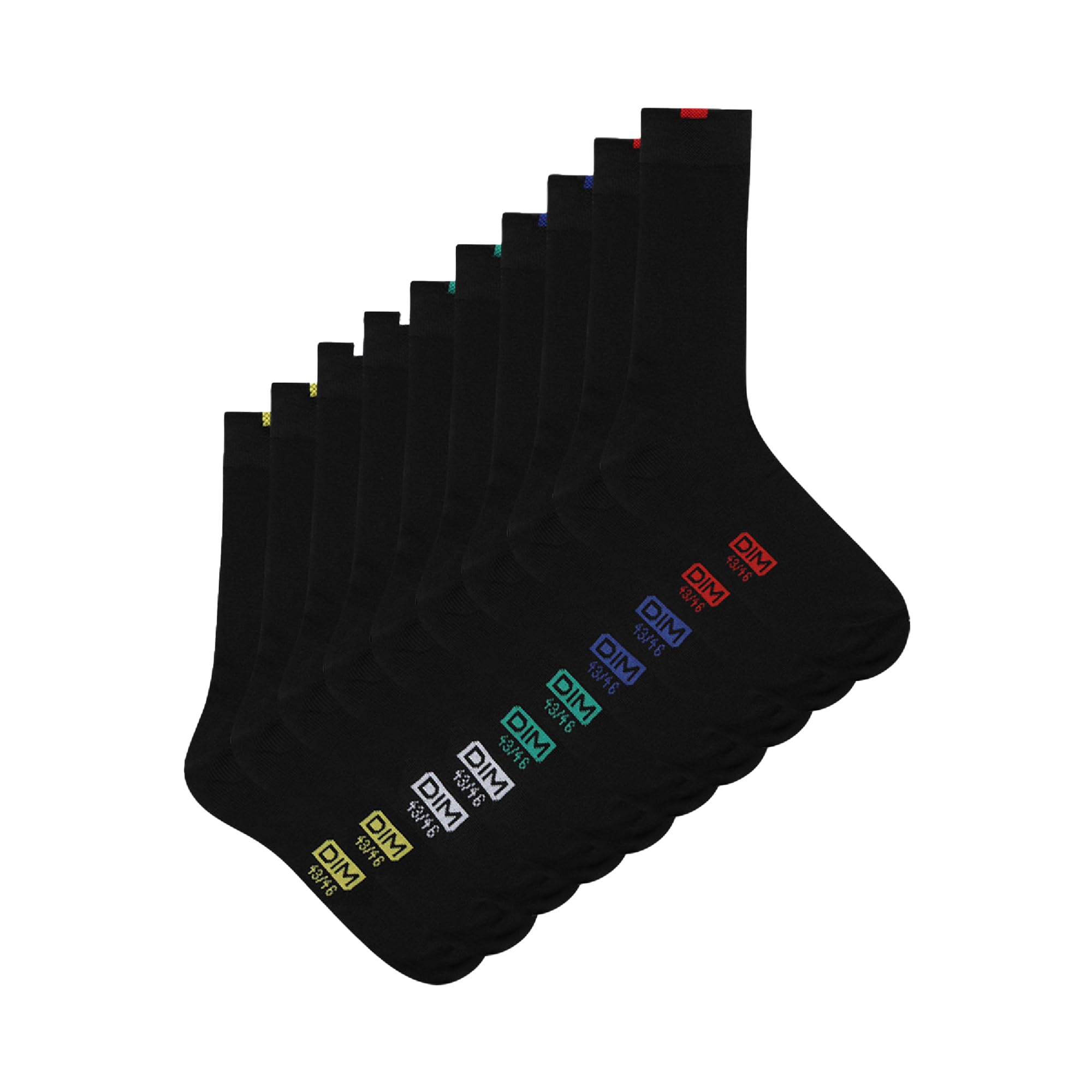 DIM Men's EcoDim Socks x10 | Reinforced Heels & Toes | Soft Fine Knit Cotton | E