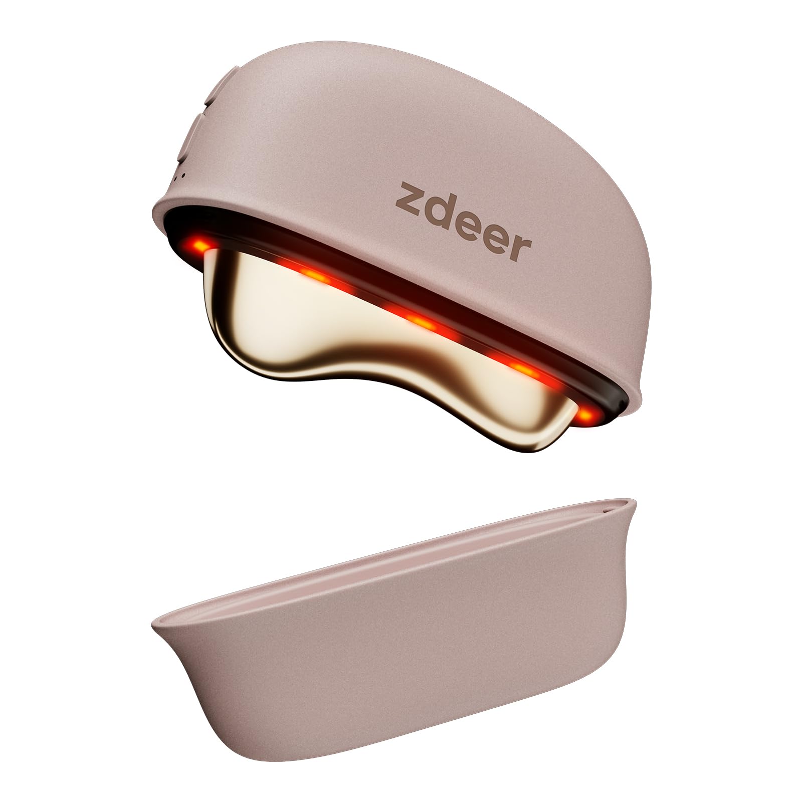 ZDEER GS5 Electric Heated Gua Sha Tool, Red Light Face Massager, Pink | Brass Fa