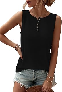 TICTICMIMI レディース タンクトップ 2026 ボタン 春夏 ノースリーブ Tシャツ ヘンリーシャツ クルーネック ベーシック アウトフィット 服