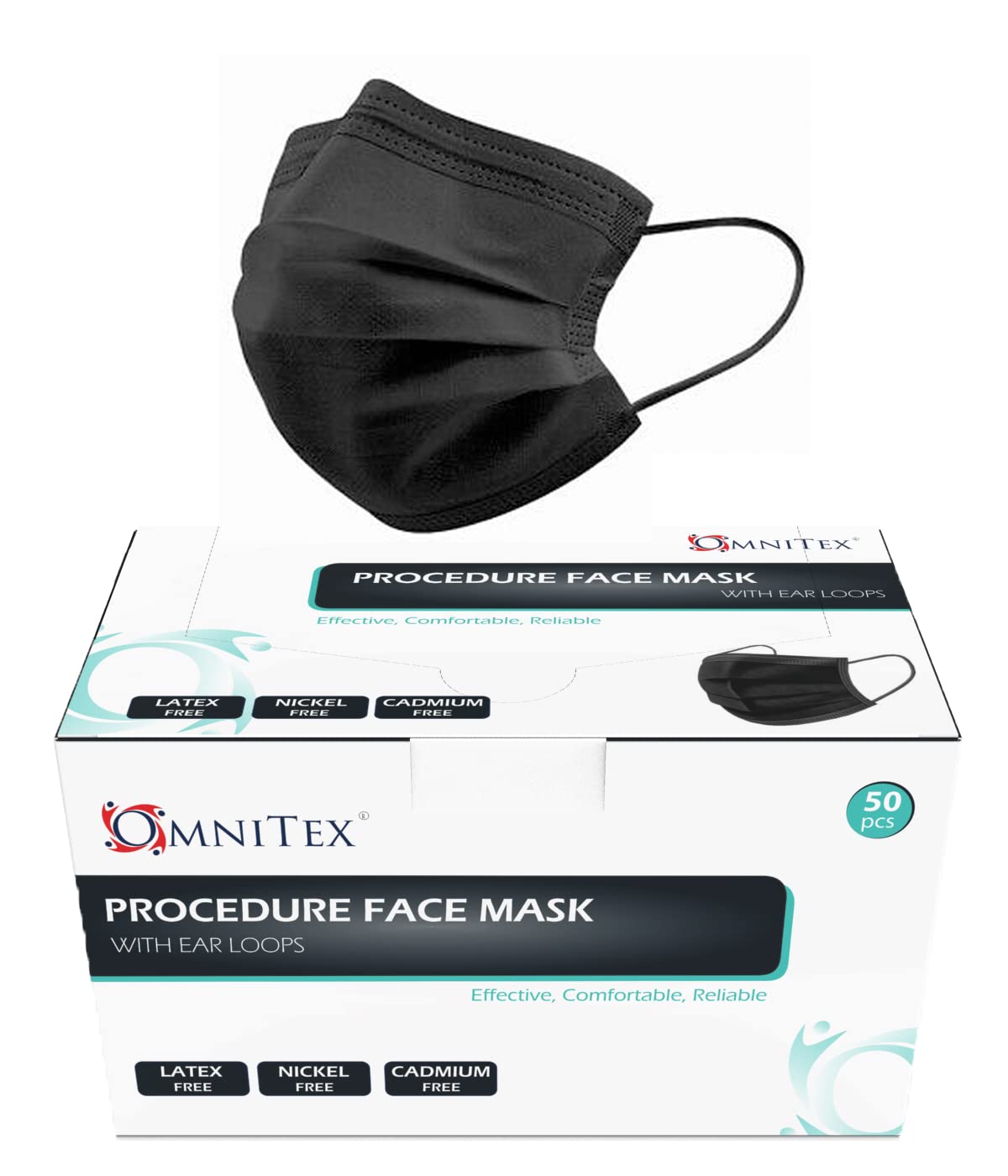 Omnitex British Brand BLACK 3ply Premium Type IIR Disposable Surgical Face Mask 