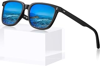 CARFIA Square Acetate Polarized Sunglasses for Men UV400 Protection