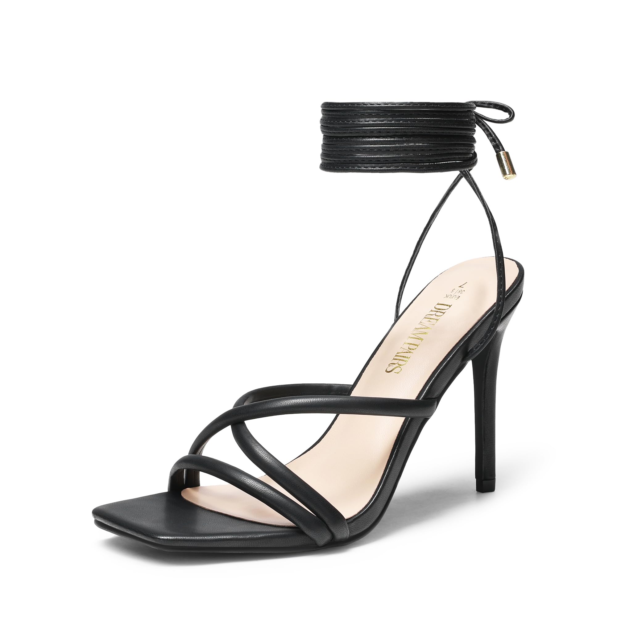 DREAM PAIRS Heels for Women Strappy High Stiletto Lace Up Heeled Sandals Square 
