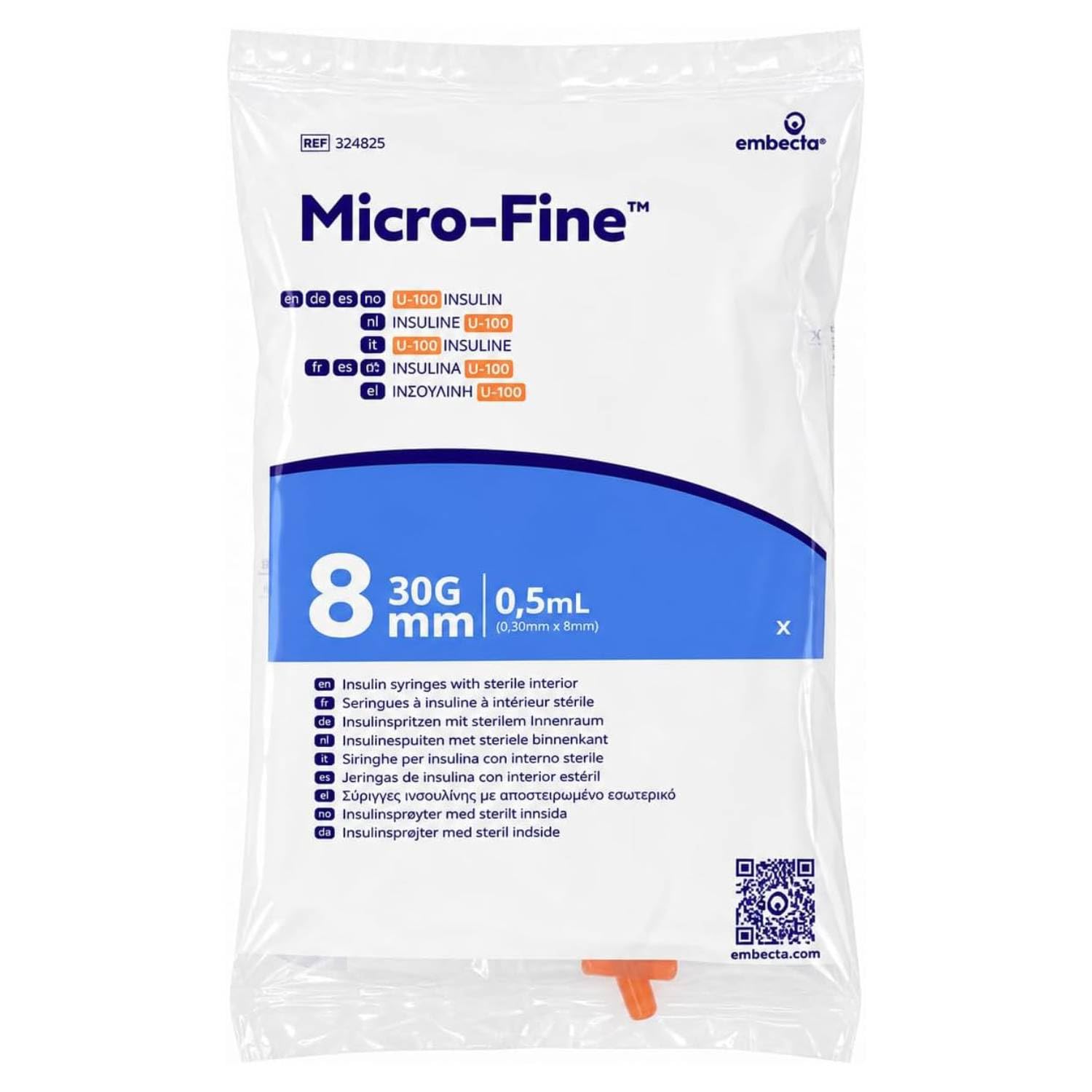 Embecta Micro-Fine 0.5ml U-100 with 30G 8mm Syringe | Multipurpose Use Syringe |
