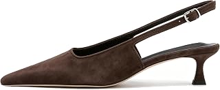 KysBloes Pointed Toe Slingback Kitten Heels for Women Low Heel Pointed Toe Formal Shoes Slingback Pumps