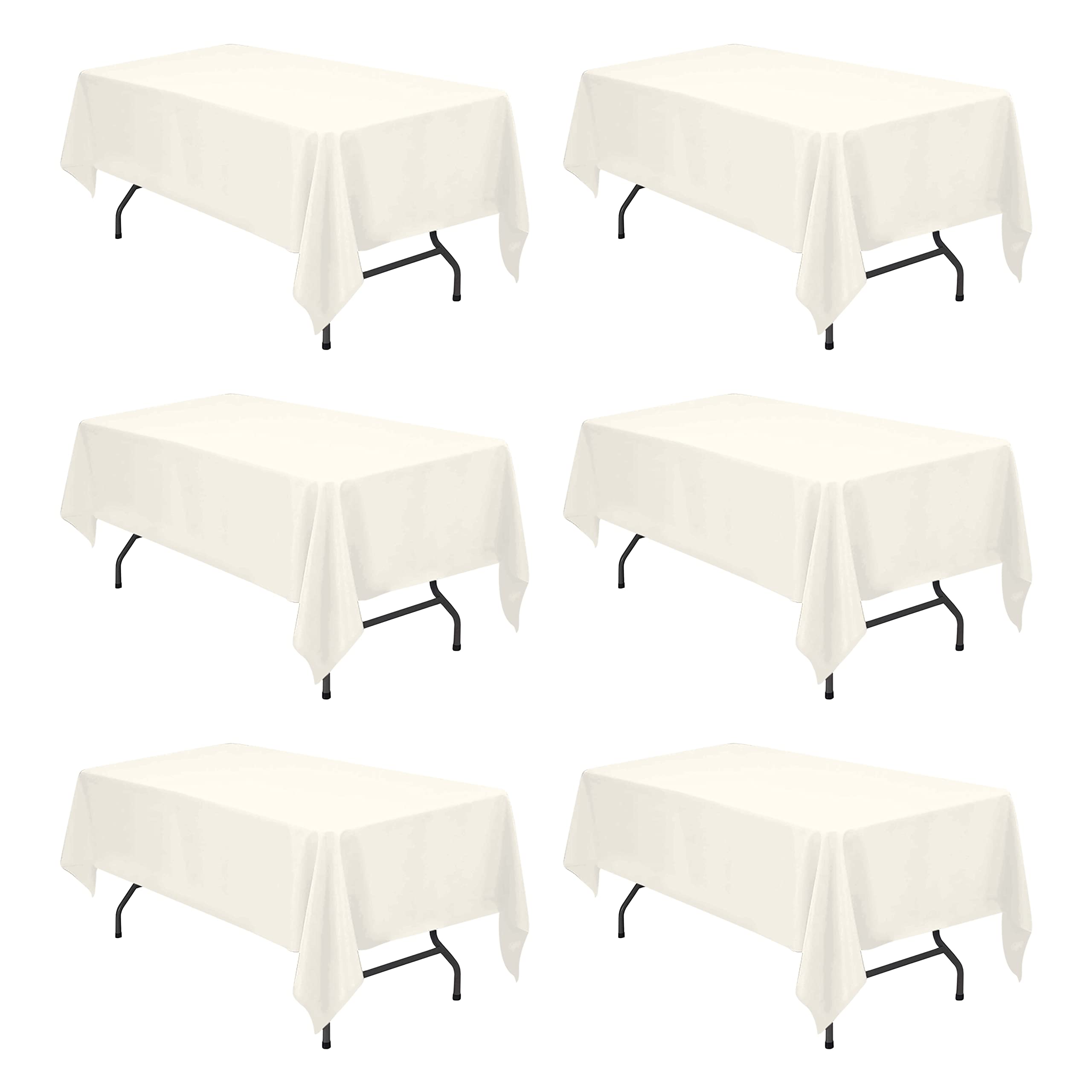 BRILLMAX 6 Pack Ivory Tablecloths 60x102 Inch for 6ft Rectangle Tables | 150 GSM