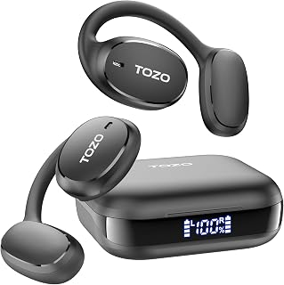 TOZO OpenEgo Open Ear Earbuds 80H Bluetooth 5.3 Headphones Sport Earbuds | Multi-Angle Adjustable Comfort Fit Bluetooth Headphones, Crystal Clear Calls, Perfect For Sport Driving Work（Renewed）
