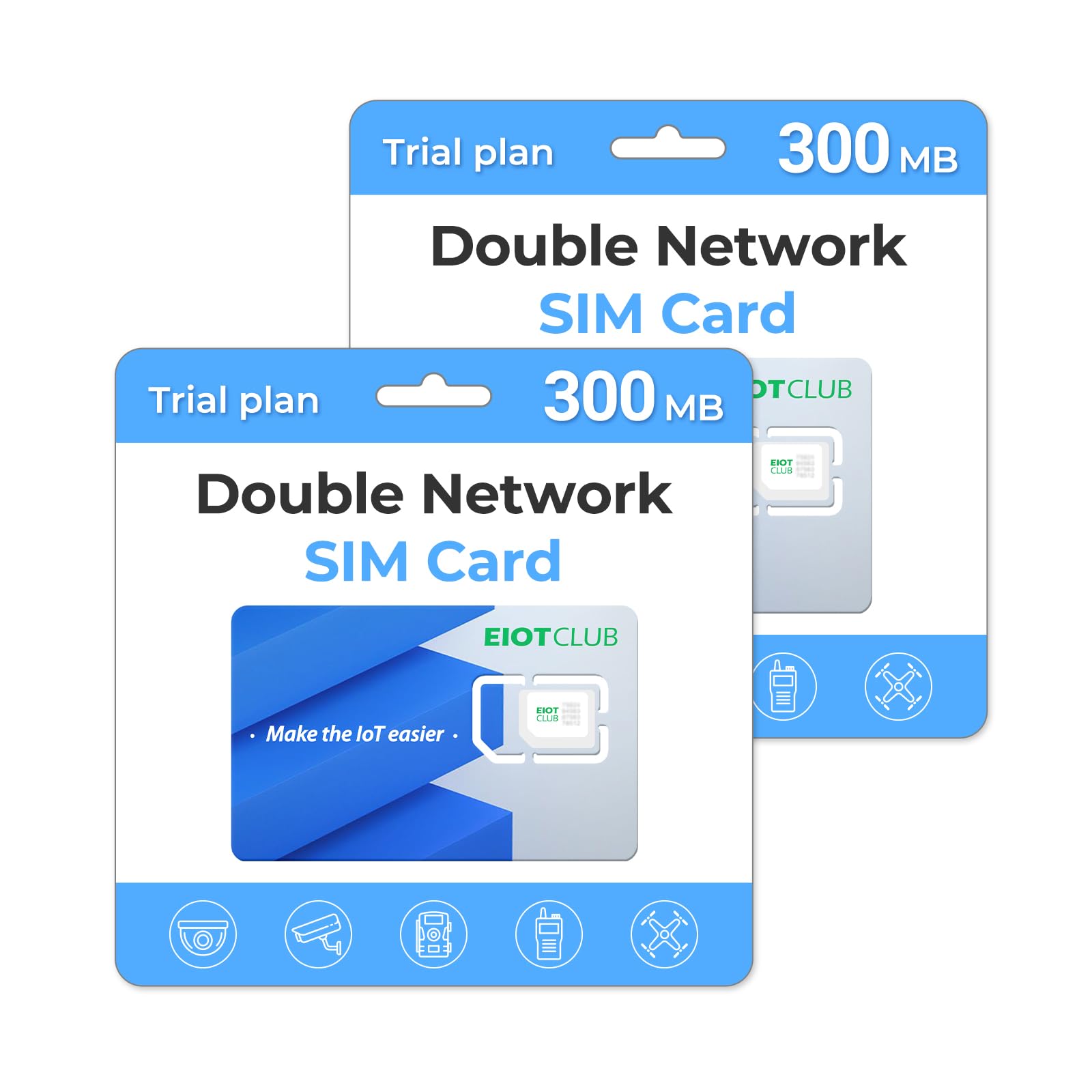 EIOTCLUB Data SIM Card, 2-Pack, USA 5G/4G LTE Dual-Network | USA coverage for se
