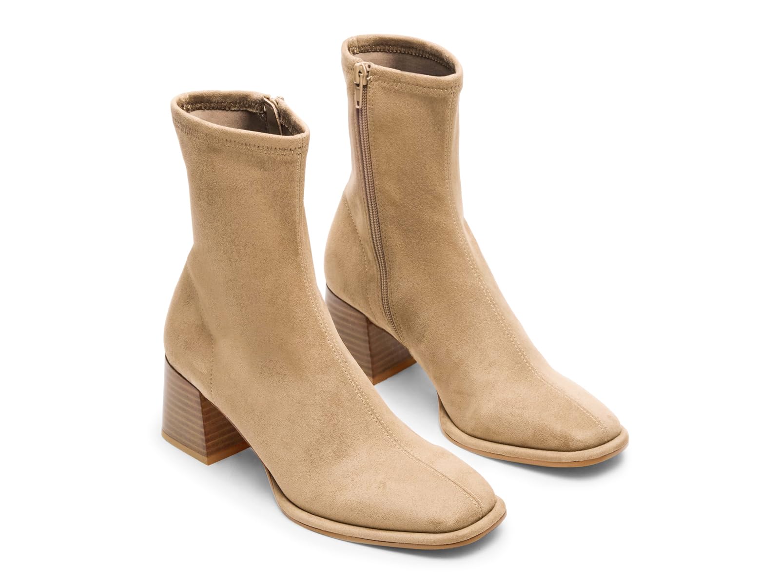 Coutgo Botines de vestir para mujer, punta cuadrada, tacón grueso con