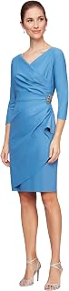 Alex Evenings Slimming Short Sheath 3/4 Sleeve Dress with Surplus Neckline Dress for Mother of the Bride Women (Pack of 1)