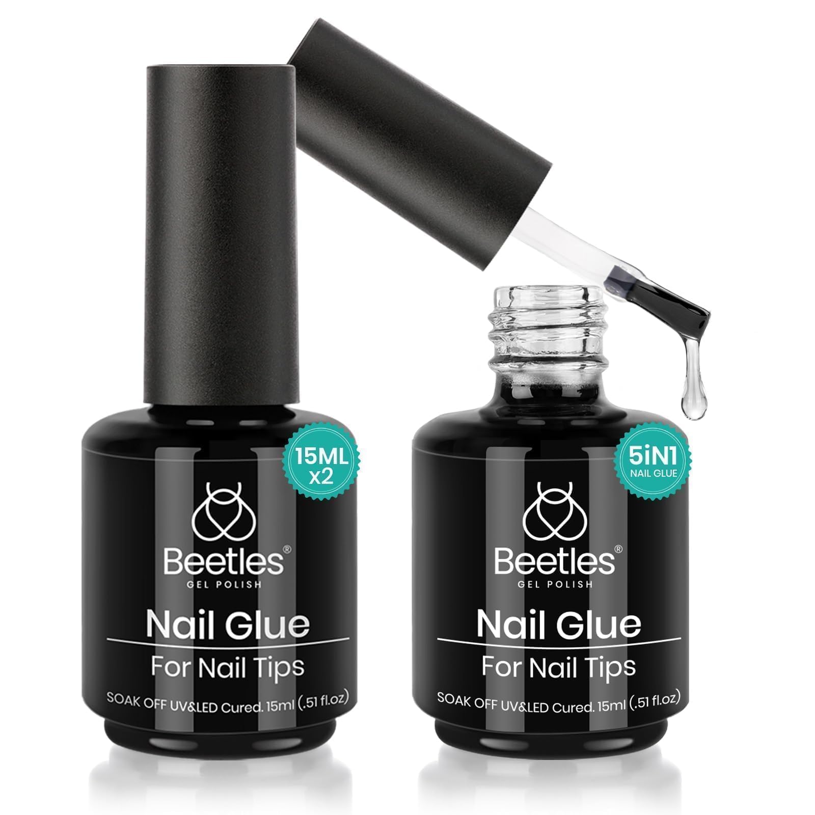 Beetles Gel Polish 2Pcs 15ml Nail Glue Kit for Acrylic Nails | 5 in 1 Super Stro