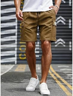 Men’s Classic Cargo Shorts Casual Stretch Fit Utility Short with Elastic Waist Drawstring, Summer Outdoor Street Wear