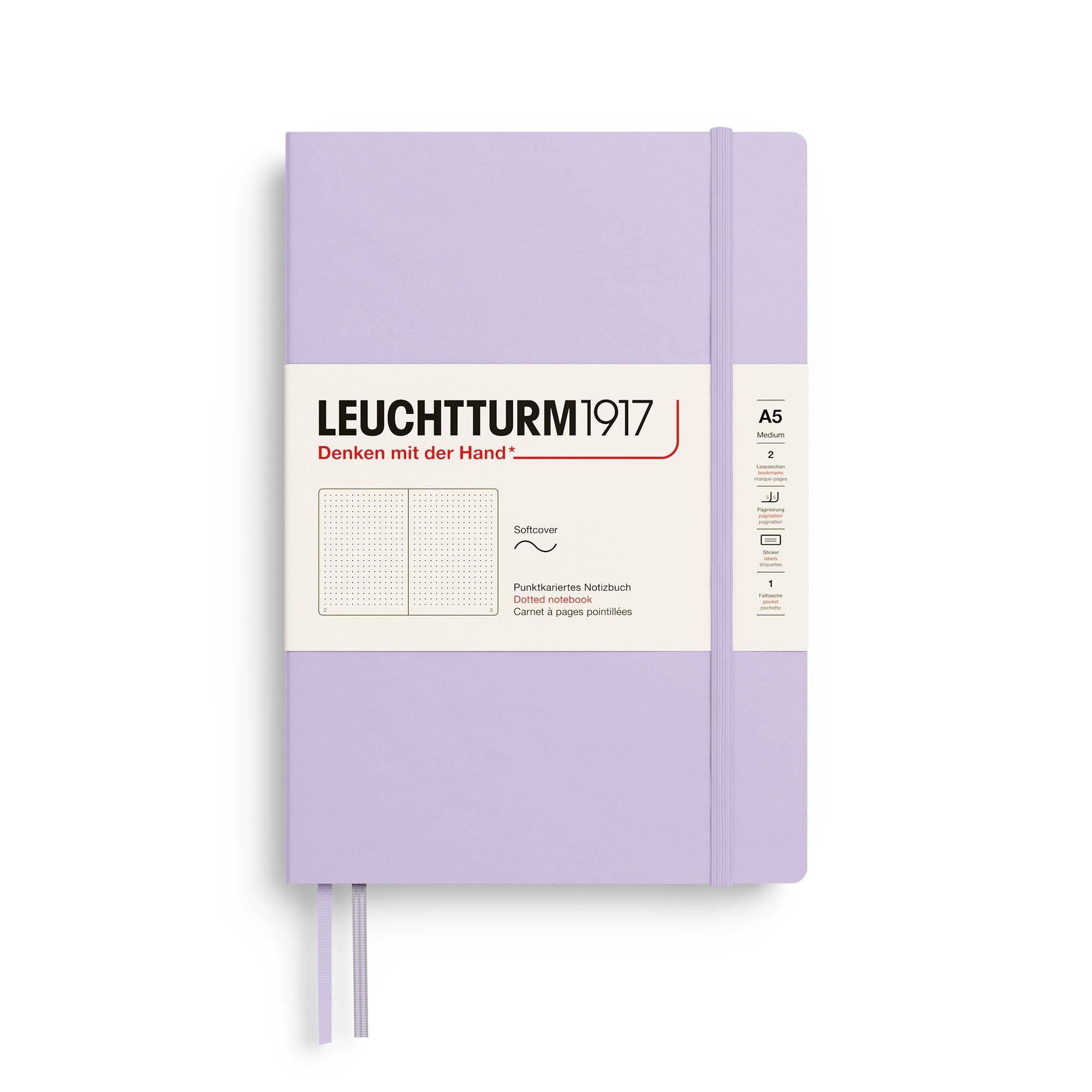 Leuchtturm 365497 Notebook, A5, Dot Grid, Soft Cover, Lilac