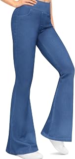 Women High Waist Bell Bottom Stretch High Waist Leggings with Pockets