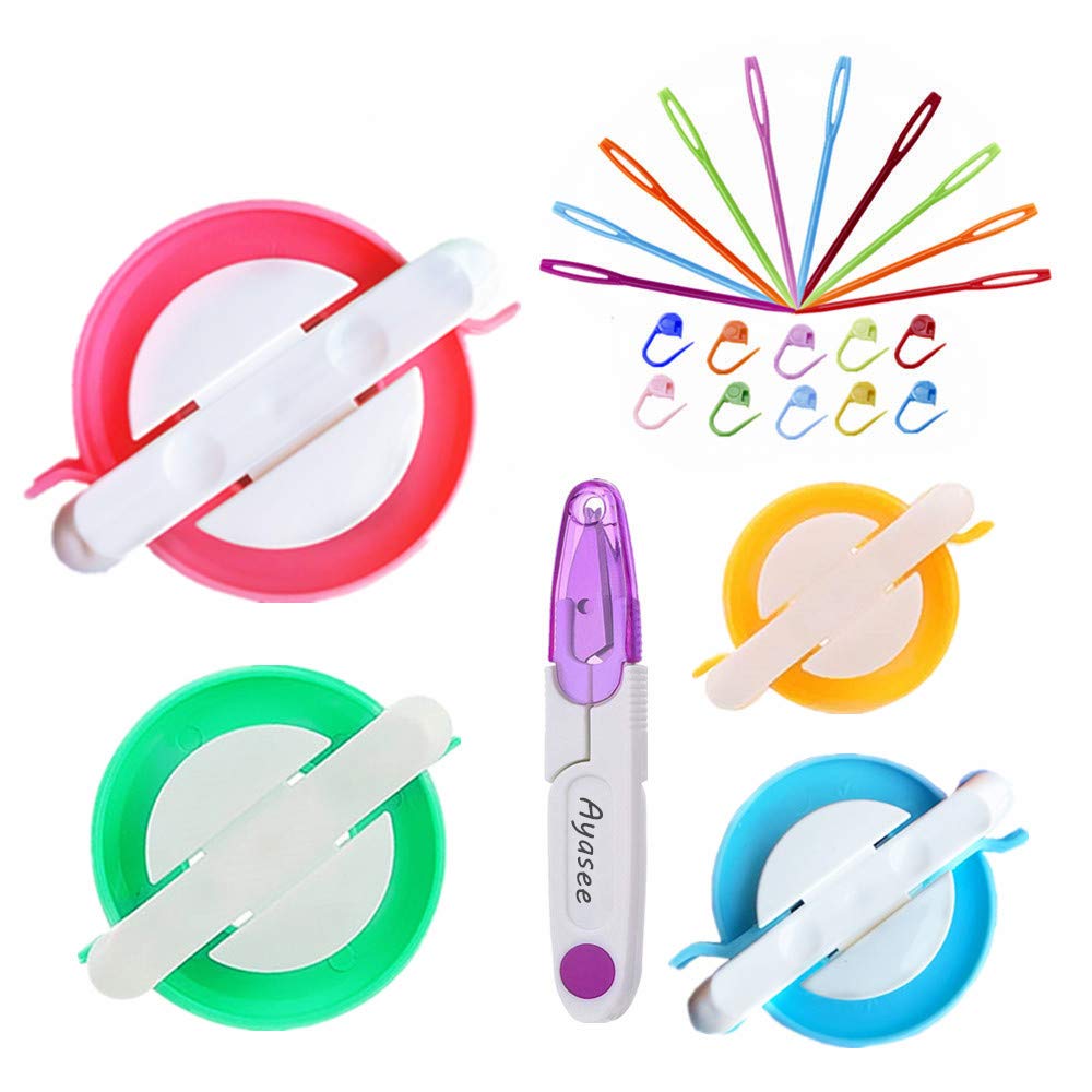 Pompom Maker Kits, Pom pom Knitting Loom Kit Fluff Ball Weaver Needle Craft DIY 