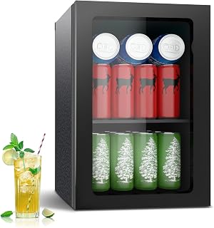 DOGHLY 0.95 Cu.ft Mini Fridge Solid Door, 24 Cans Beverage Refrigerator | Drink Fridge for Soda Beer Wine, Manual Temperature Control, Removable Shelf, Quiet Beverage Cooler for Office, Dorm, Bar