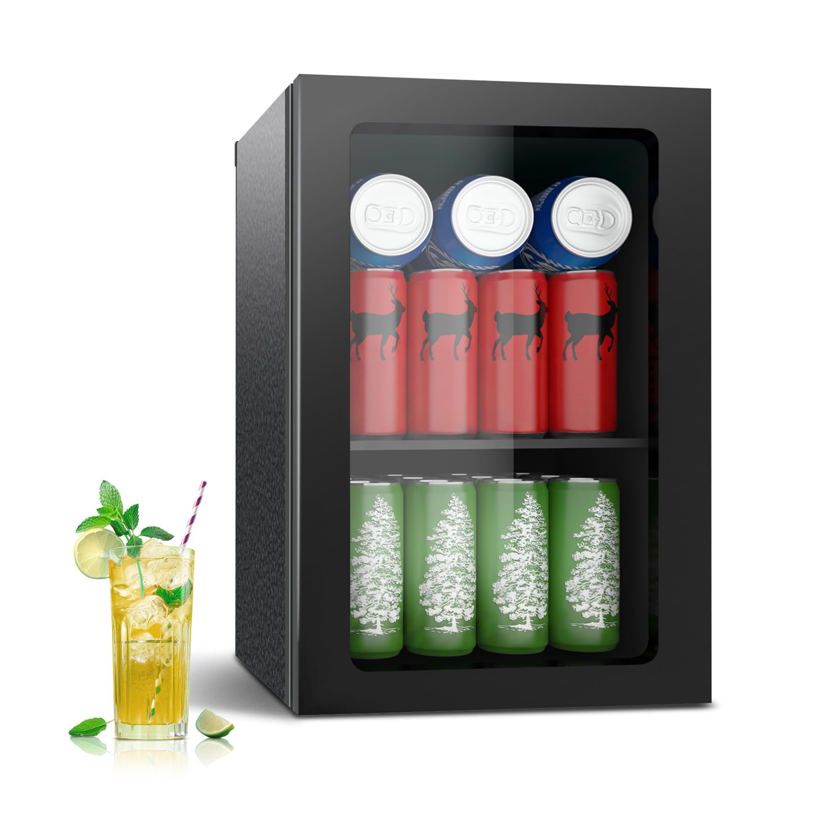 DOGHLY 0.95 Cu.ft Mini Fridge Solid Door, 24 Cans Beverage Refrigerator | Drink 
