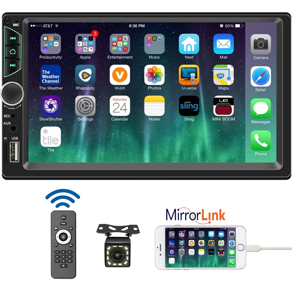 Leadfan 7inch Car Stereo Double Din Radio Touchscreen with Backup Camera Multime