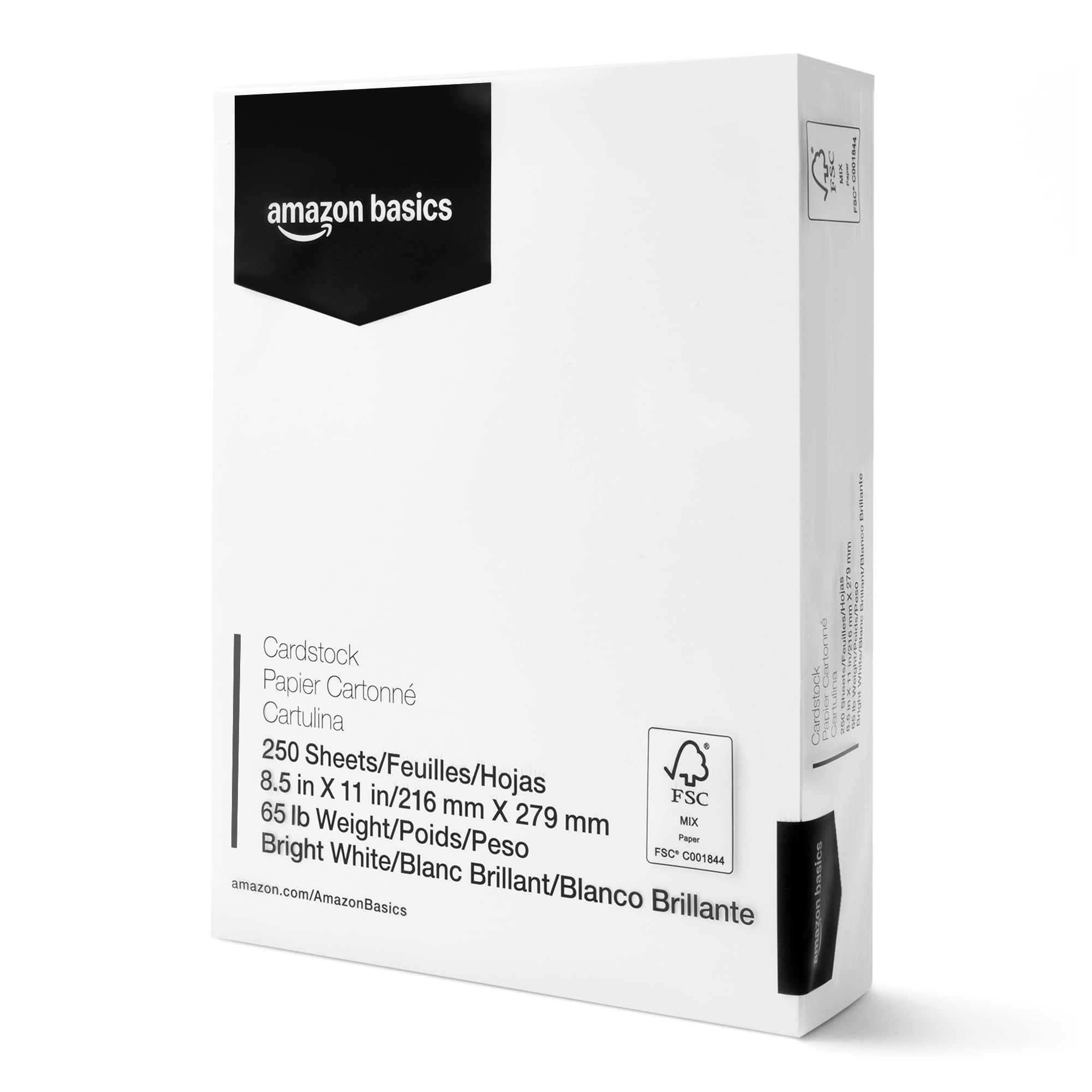 Amazon Basics Cardstock Paper, 8.5" x 11", 65 lb/176 gsm, 96 Bright Wh