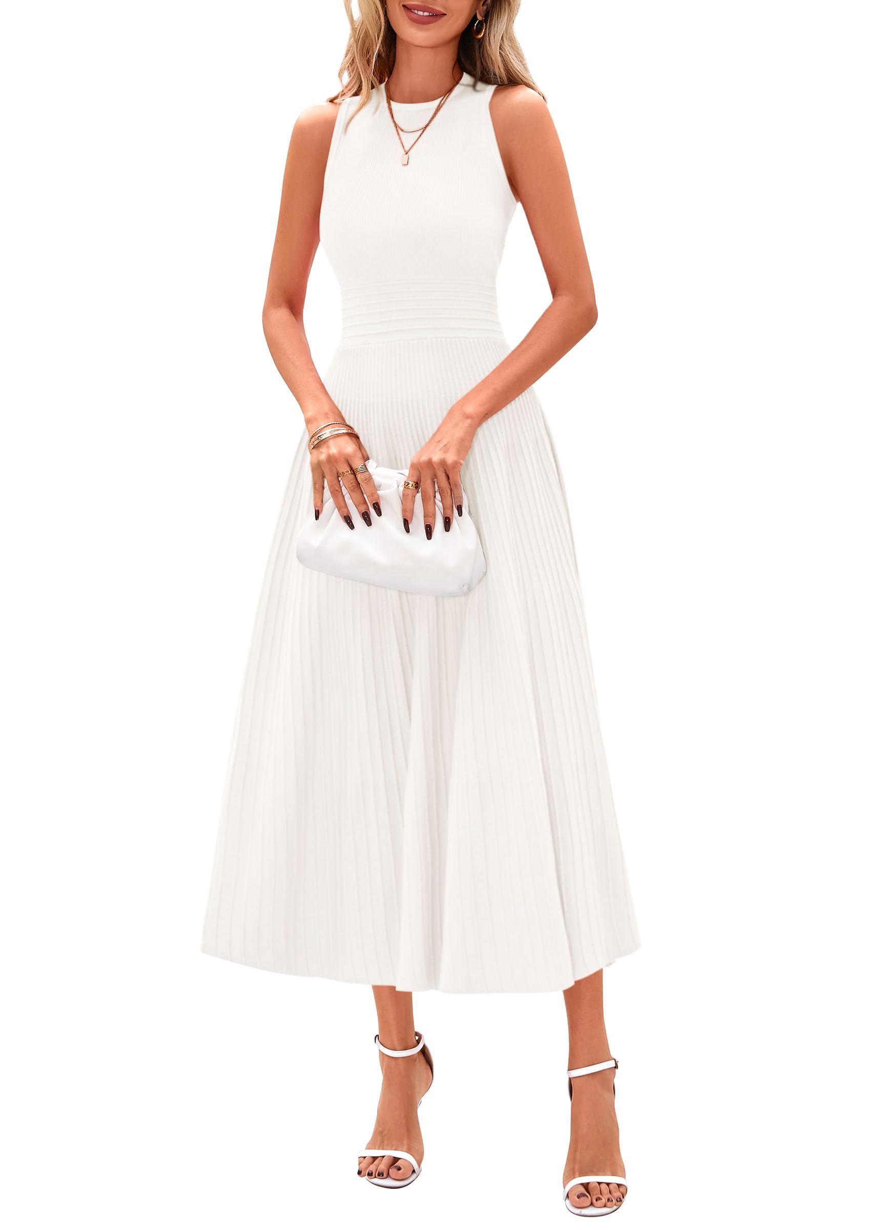 PRETTYGARDEN Spring Casual Dresses for Women 2025 Summer Business Work Midi Slee