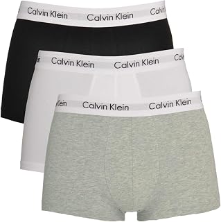 Calvin Klein Boxer Shorts Cotton Stretch Pack of 3 Low Rise Trunks (M), Multicoloured (black/white/grey mottled)