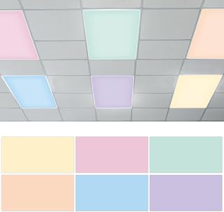QOUBAI 6 Pcs Fluorescent Light Covers with 60 Magnets,4 x 2 Ft Magnetic Light Filters Colorful Fluorescent Lights Shade Easy Install for Classroom Office Library Hospital Home Ceiling Solid Color