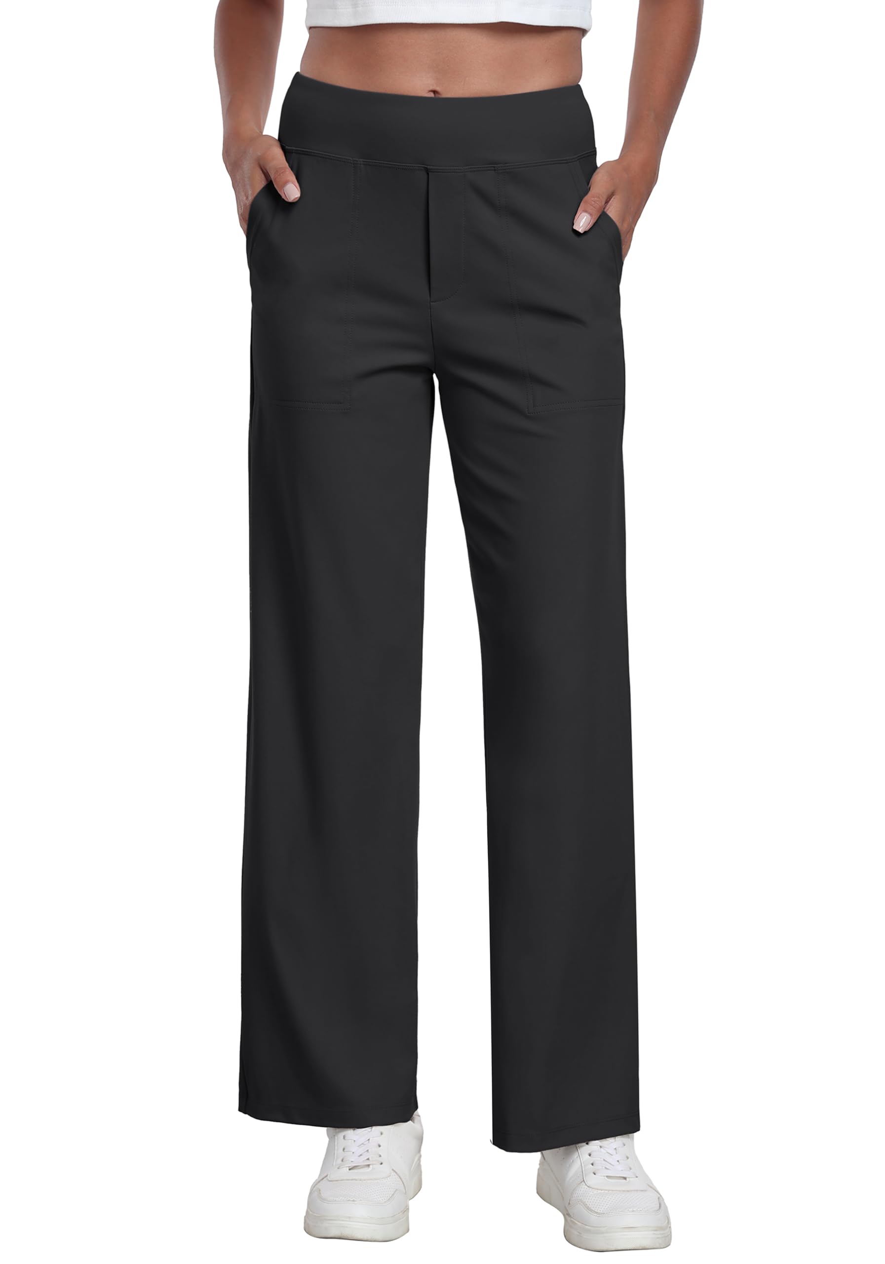 GRECERELLE Palazzo Women's Elegant Loose Trousers with Pockets