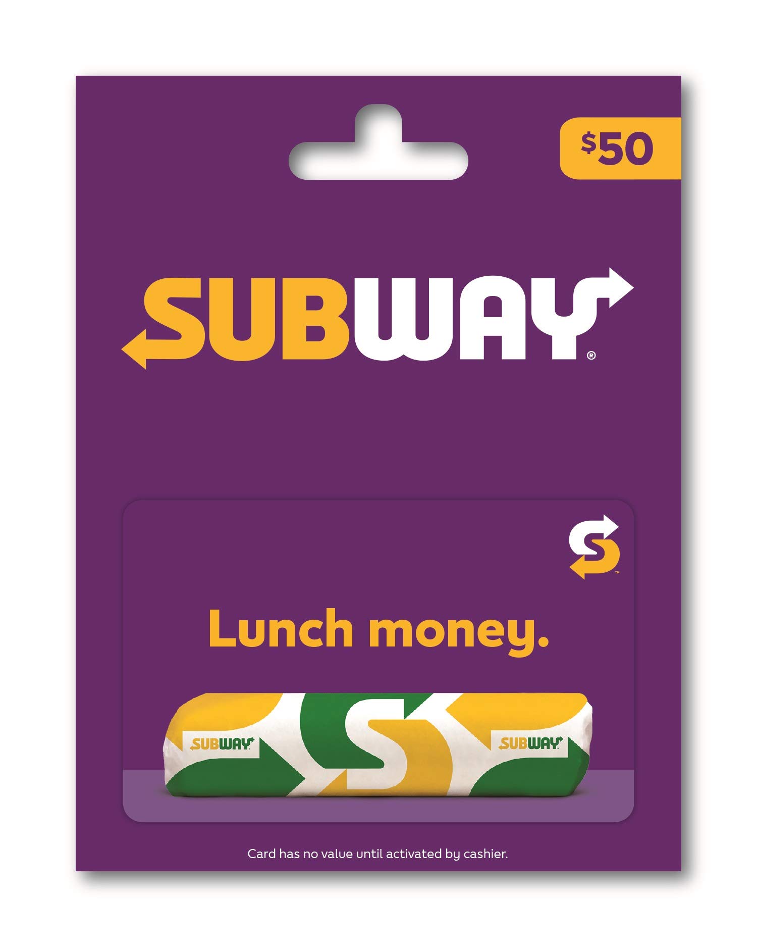 Subway Lunch Physical Gift Card - $50