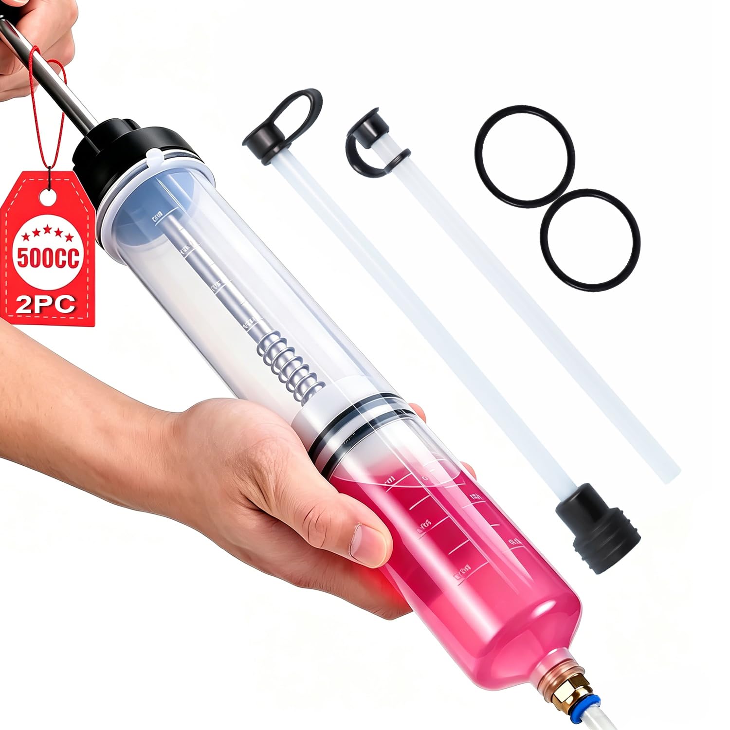 2 Pack-500CC Fluid Extractor Pump,Oil Syringe for Automotive Use