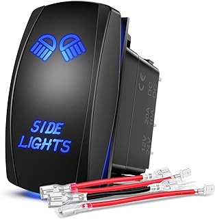 Nilight 5Pin Side Lights Rocker Switch Laser Etched Toggle SPST | On Off Electrical 12V/20A 24V/10A with Jumper Wires for Spot Flood LED Light Bar ATV UTV Trucks RV Boats Automotive Cars Blue