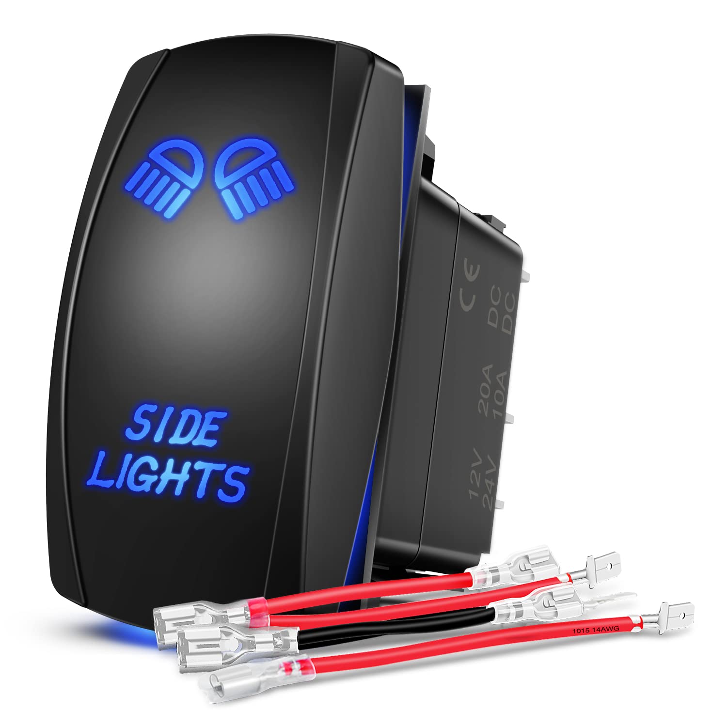 Nilight 5Pin Side Lights Rocker Switch Laser Etched Toggle SPST | On Off Electri