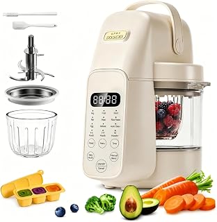 SosekiBaby Tutto Baby Food Maker, Glass Bowl & 316L Stainless Steel Blades | 9-IN-1 Baby Puree Blender, Steamer & Auto Clean | 3-Stage Texture & Auto Cooking | Water-Bath Steaming, BPA-Free
