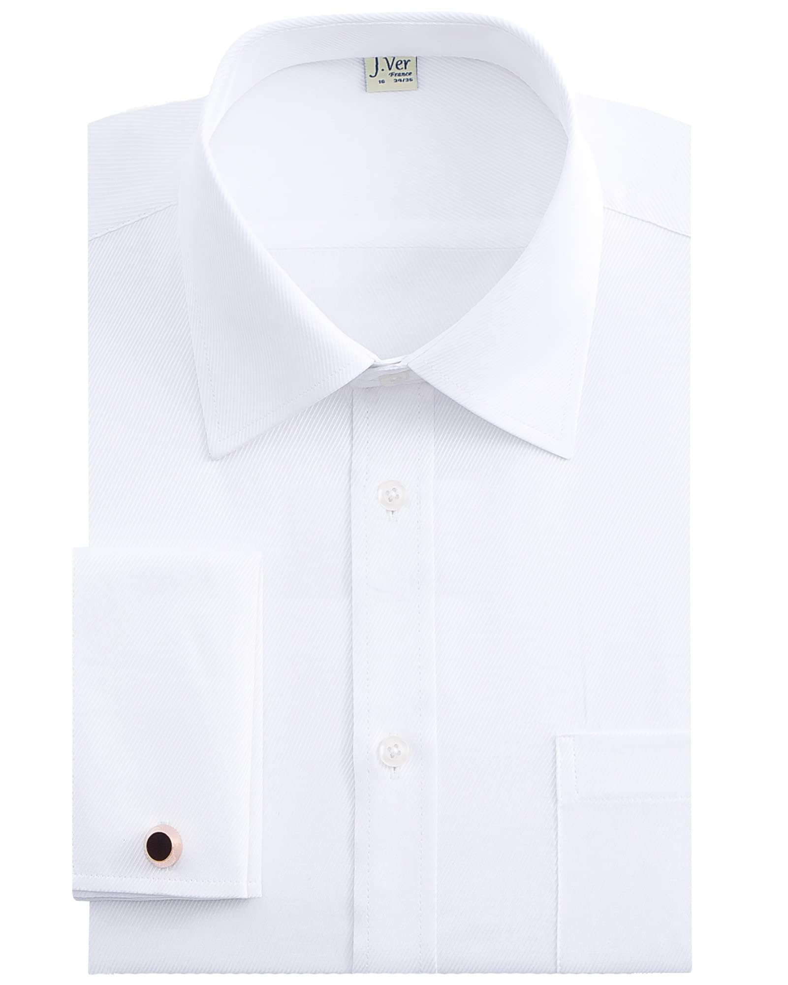 J.VER Men's French Cuff Dress Shirts Regular Fit Long Sleeve Dress Shirt